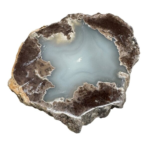 Natural Agate Geode Slice With Polished Center & Rough Edges 4x3x2" brown READ - Picture 1 of 11